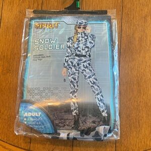 Spirit Snow Soldier Camouflage Costume Catsuit Hat Belt Dog Tags Size L 12-14